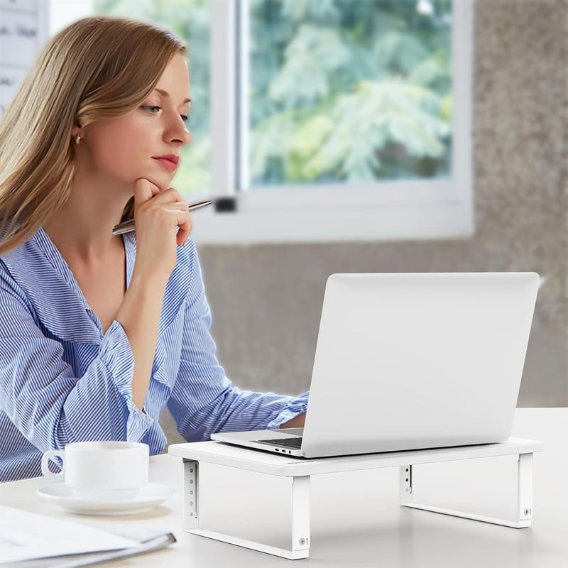 BESIGN MS01 Monitor Stand Riser, Height Adjustable Laptop Stand, Computer Monitor Stand for Monitor, Computer,Laptop,Printer (White) - Image 4